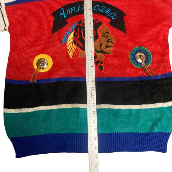 Vintage FIA Italia Americana Native American Sweater Size Small - Picture 10 of 11